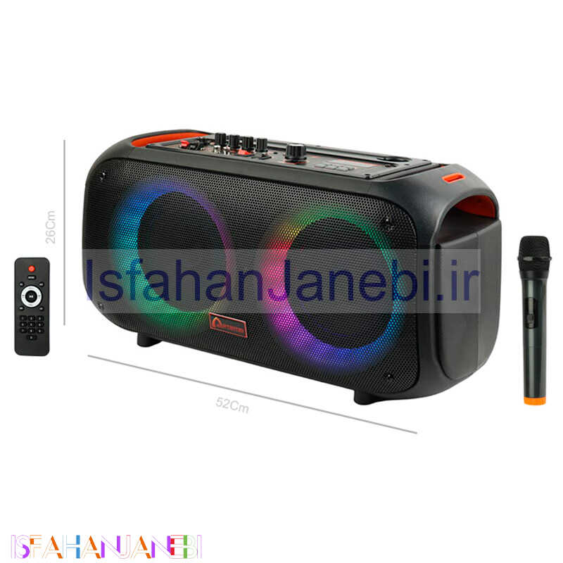 اصفهان جانبی-اسپیکر بلوتوثی رم و فلش خور Artartar NDR-Q68 + میکروفون و ریموت کنترل