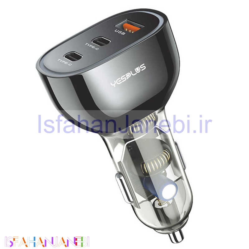 اصفهان جانبی-شارژر فندکی فست شارژ Yesplus YS1209 3A QC3.0 PD 30W