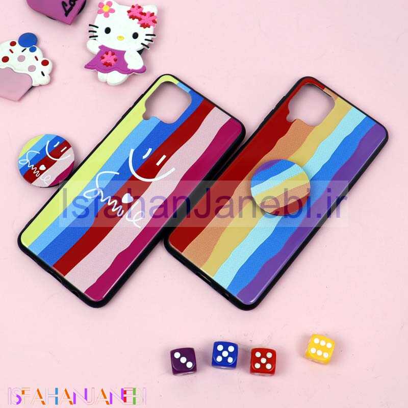 اصفهان جانبی-قاب فانتزی برجسته + پاپ سوکت طرح رنگین کمان سامسونگ A12 سری D