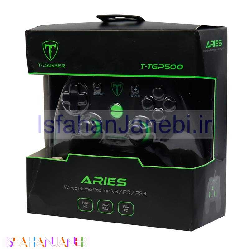 اصفهان جانبی-دسته بازی تک شوک دار سیمی T-DAGGER ARIES T-TGP500 PC/PS3