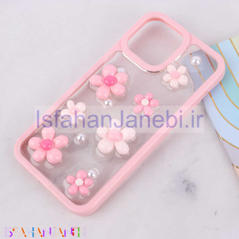 اصفهان جانبی-قاب اکلیلی آیفون iPhone 13 Pro Max نرگس صورتی برجسته