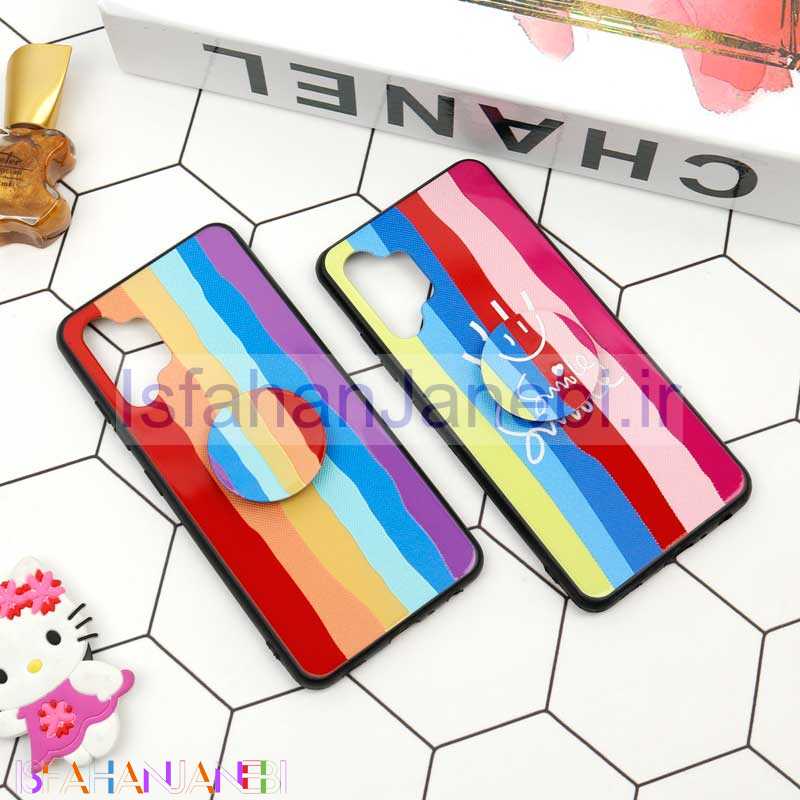 اصفهان جانبی-قاب فانتزی برجسته + پاپ سوکت طرح رنگین کمان سامسونگ A32 4G سری D