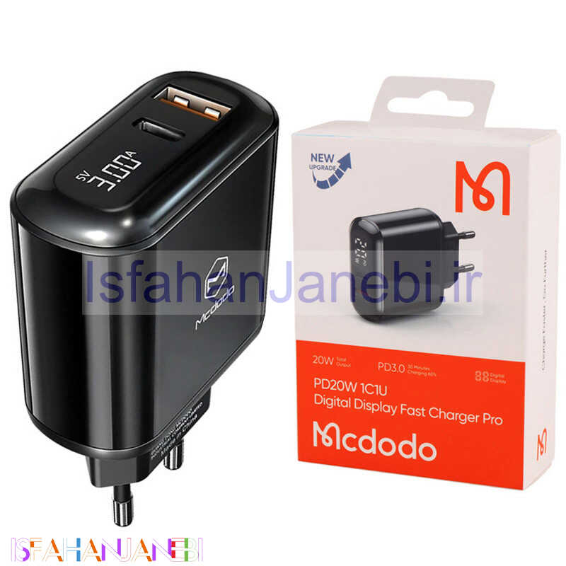 اصفهان جانبی-کلگی فست شارژ Mcdodo LCH-717 2Port 3A QC3.0 PD3.0 20W