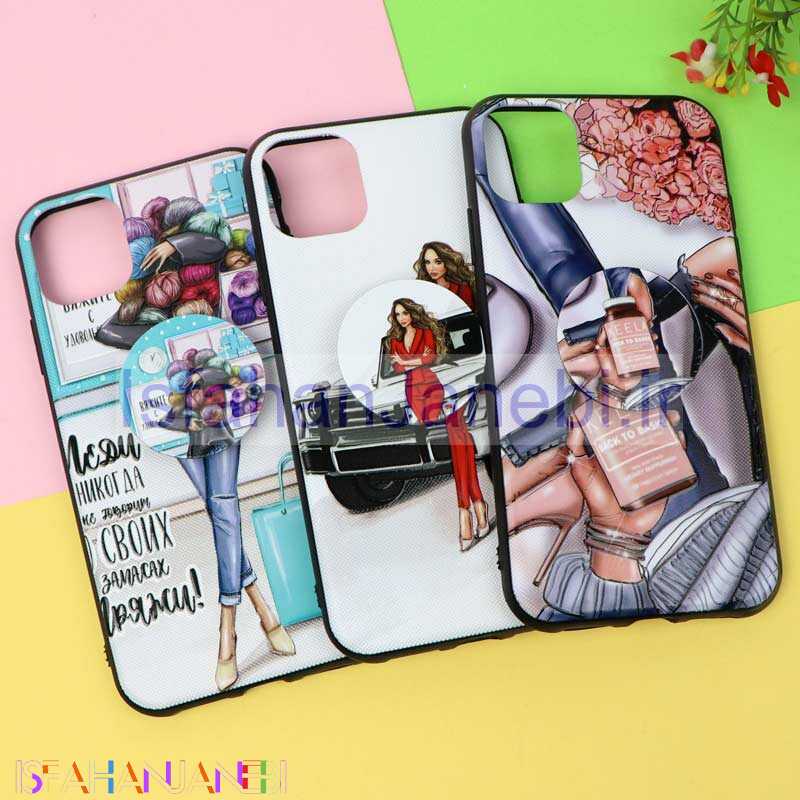 اصفهان جانبی-قاب فانتزی برجسته پاپ سوکت دار طرح دختر iPhone 11