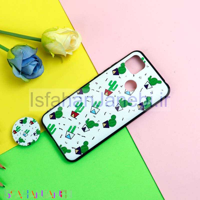 اصفهان جانبی-قاب فانتزی برجسته + پاپ سوکت طرح کاکتوس شیائومی Redmi 9C سری D