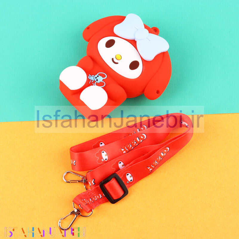 اصفهان جانبی-کیف هندزفری سیلیکونی بنددار خرس پاپیونی نشسته قرمز