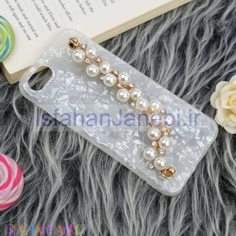 اصفهان جانبی-قاب ماربل هولدر دستی مرواریدی iPhone 7/8