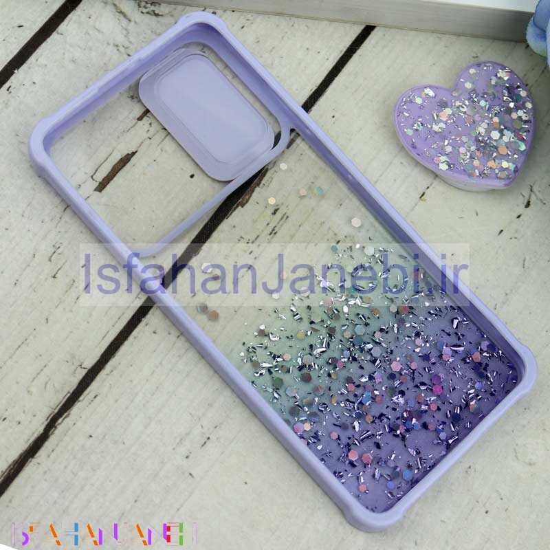 اصفهان جانبی-قاب محافظ لنزدار کشویی اکلیلی شفاف + پاپ سوکت قلبی Samsung Galaxy A32 4G