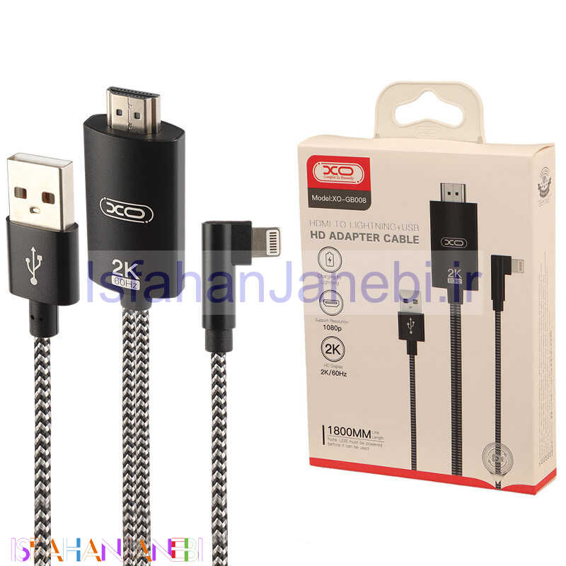 اصفهان جانبی-کابل تبدیل XO XO-GB008 Lightning To HDMI 1.8m
