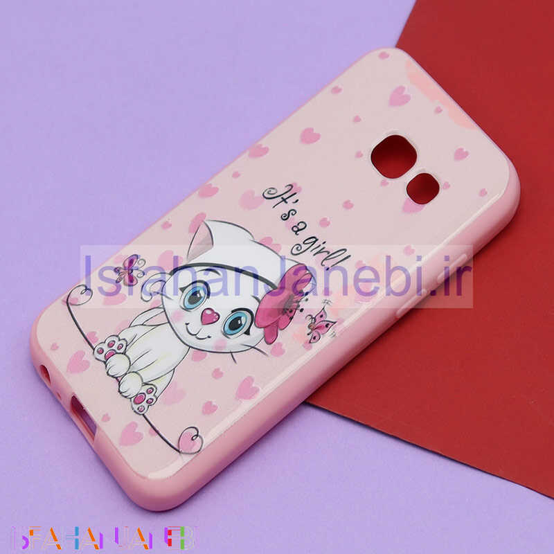 اصفهان جانبی-قاب فانتزی برجسته صورتی طرح کارتونی سامسونگ A3 2017