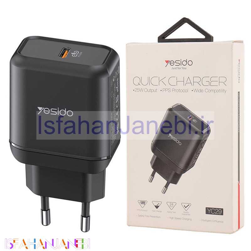اصفهان جانبی-کلگی فست شارژ Yesido YC29 3A PD 25W Type-C