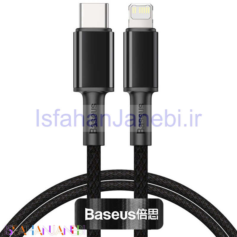 اصفهان جانبی-کابل تبدیل فست شارژ Baseus CATLGD Type-C to Lightning 3A PD 20W 1m