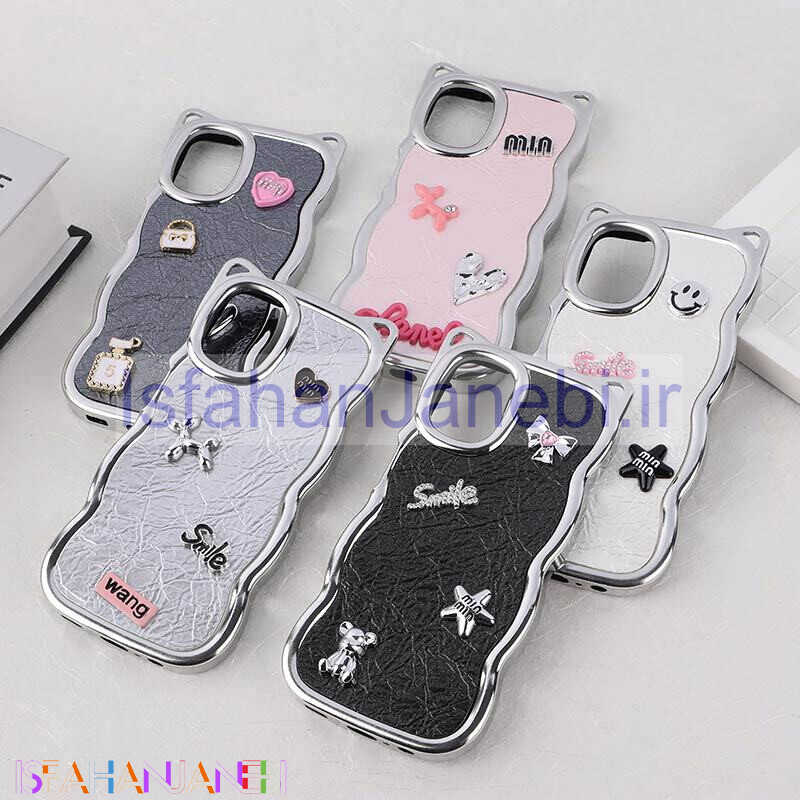 اصفهان جانبی-قاب چرمی موج دار سامسونگ Galaxy A12 / M12 برجسته گوش دار