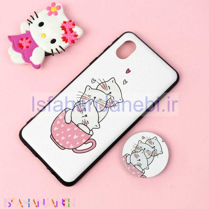 اصفهان جانبی-قاب فانتزی برجسته + پاپ سوکت طرح گربه سامسونگ A01 Core سری D