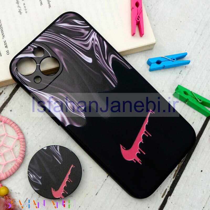 اصفهان جانبی-قاب سیلیکونی مشکی طرح Nike + پاپ سوکت iPhone 13
