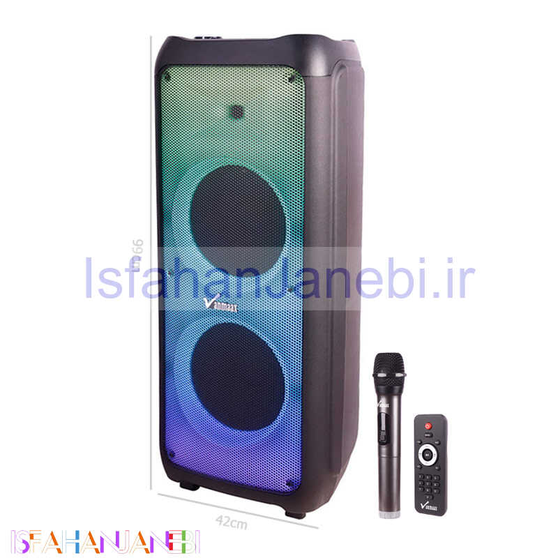 اصفهان جانبی-اسپیکر چمدانی بلوتوثی رم و فلش خور Vanmaax MAX-1200 + میکروفون و ریموت کنترل