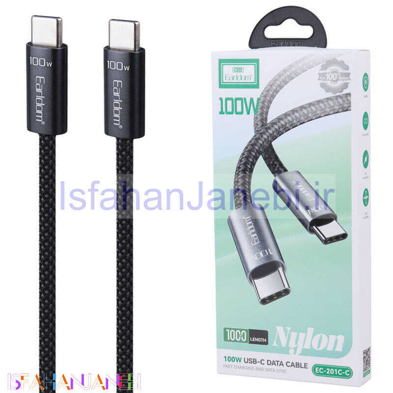 اصفهان جانبی-کابل تبدیل فست شارژ Earldom EC-201C-C Type-C To Type-C 100W 1M
