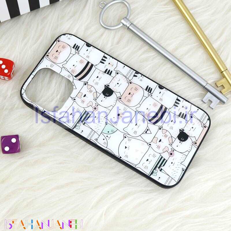 اصفهان جانبی-قاب پشت گلسی طرحدار گربه iPhone 12 Pro Max