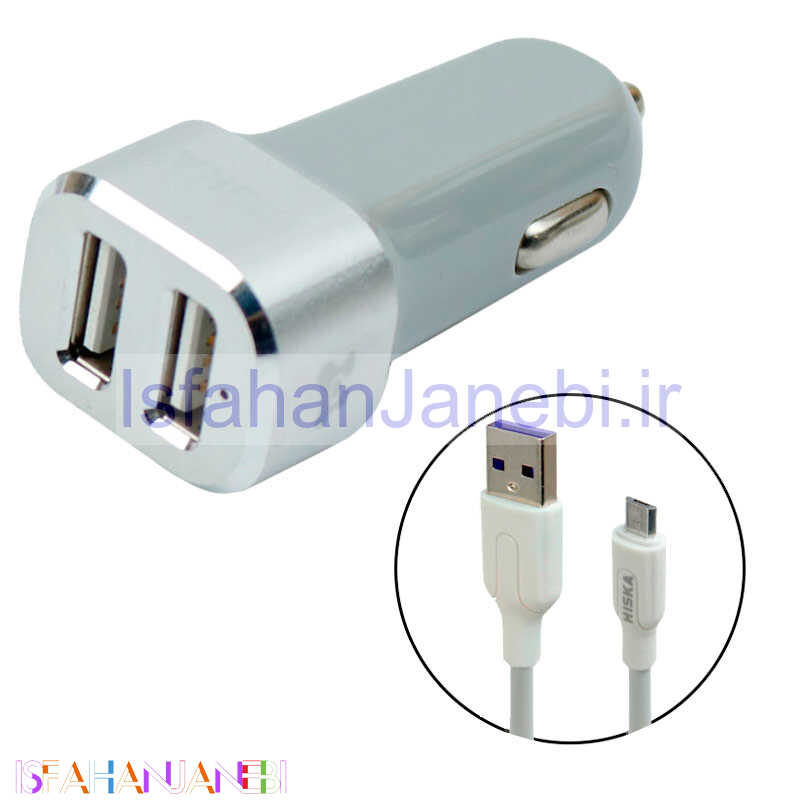 اصفهان جانبی-شارژر فندکی Hiska KL-C48 4.8A + کابل میکرو یو اس بی