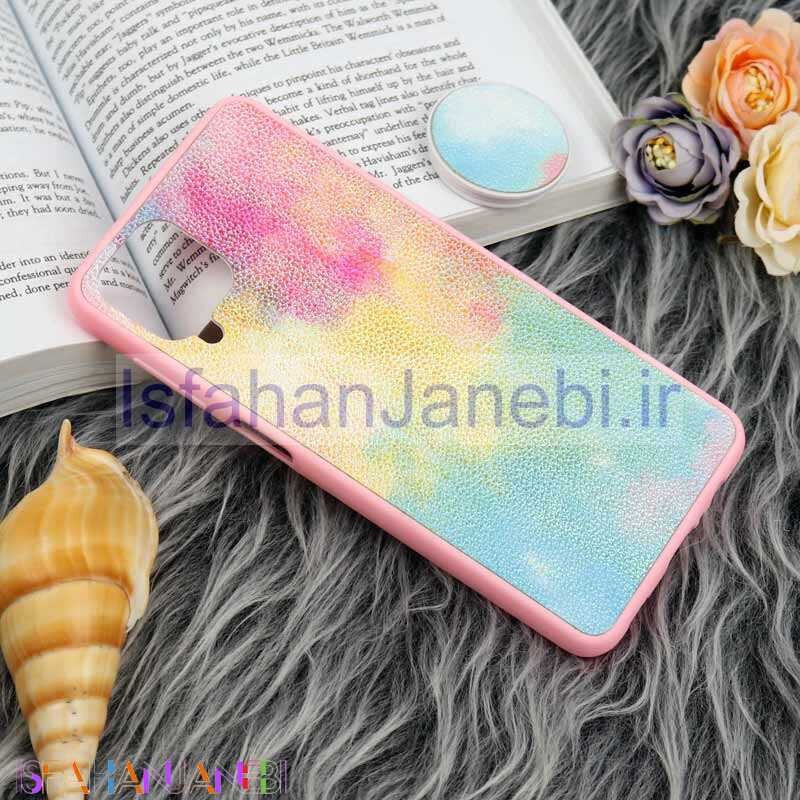 اصفهان جانبی-قاب چرمی هولوگرامی پاپ سوکت دار Samsung Galaxy A12 صورتی
