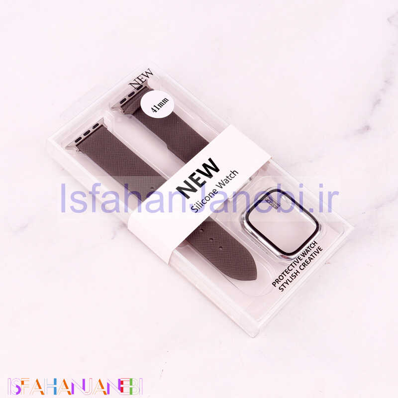 اصفهان جانبی-بند اپل واچ طرح چرم + محافظ صفحه 41mm