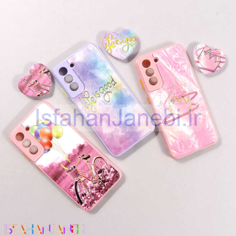 اصفهان جانبی-قاب فانتزی طرحدار محافظ لنزدار + پاپ سوکت قلبی Samsung Galaxy S21 FE 5G