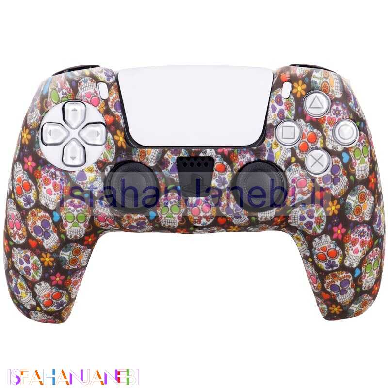 اصفهان جانبی-روکش دسته بازی PS5 طرح اسکلت گلدار زمینه مشکی کد 2