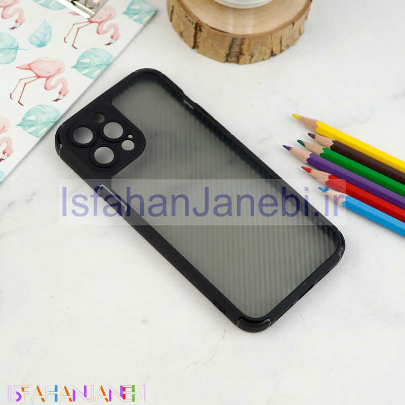 اصفهان جانبی-قاب اورجینال PC Carbon محافظ لنز دار iPhone 12 Pro Max مشکی