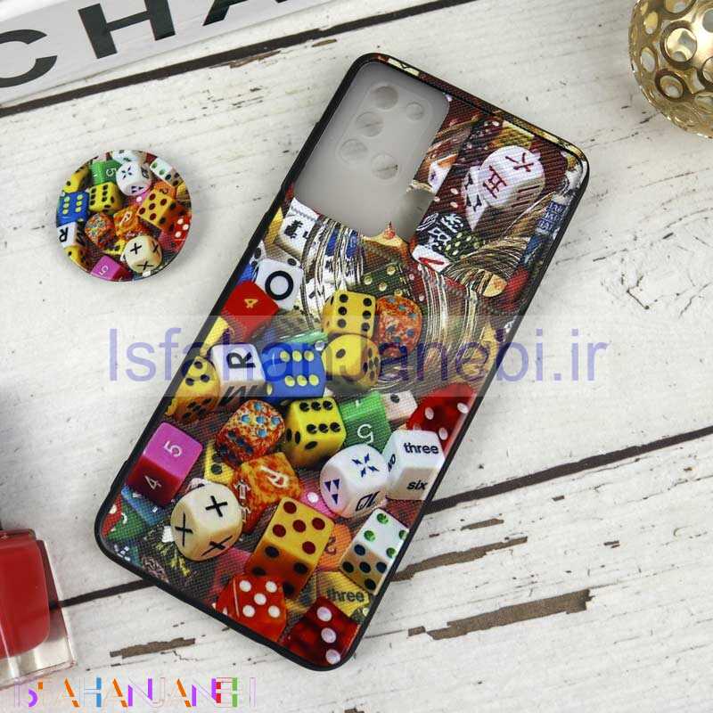 اصفهان جانبی-قاب طرحدار محافظ لنزدار کشویی + پاپ سوکت طرح تاس سامسونگ A21s سری B