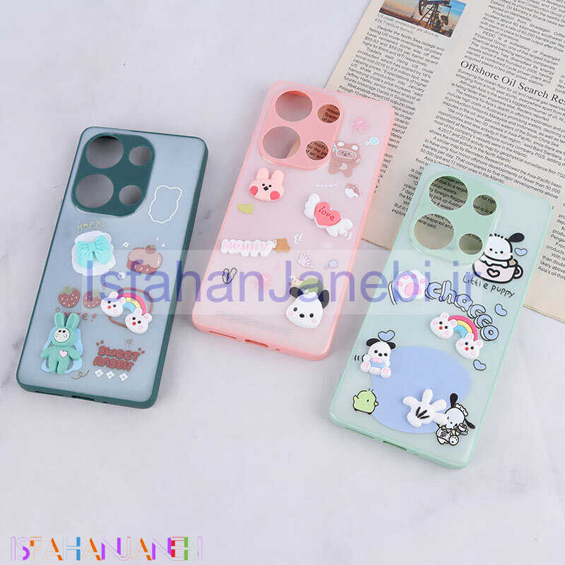 اصفهان جانبی-قاب شاینی شیائومی Redmi Note 13 Pro 4G عروسک برجسته محافظ لنزدار