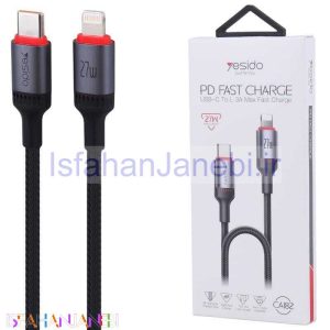 اصفهان جانبی-کابل تبدیل فست شارژ Yesido CA182 Type-C To Lightning 3A PD 27W 1.2m