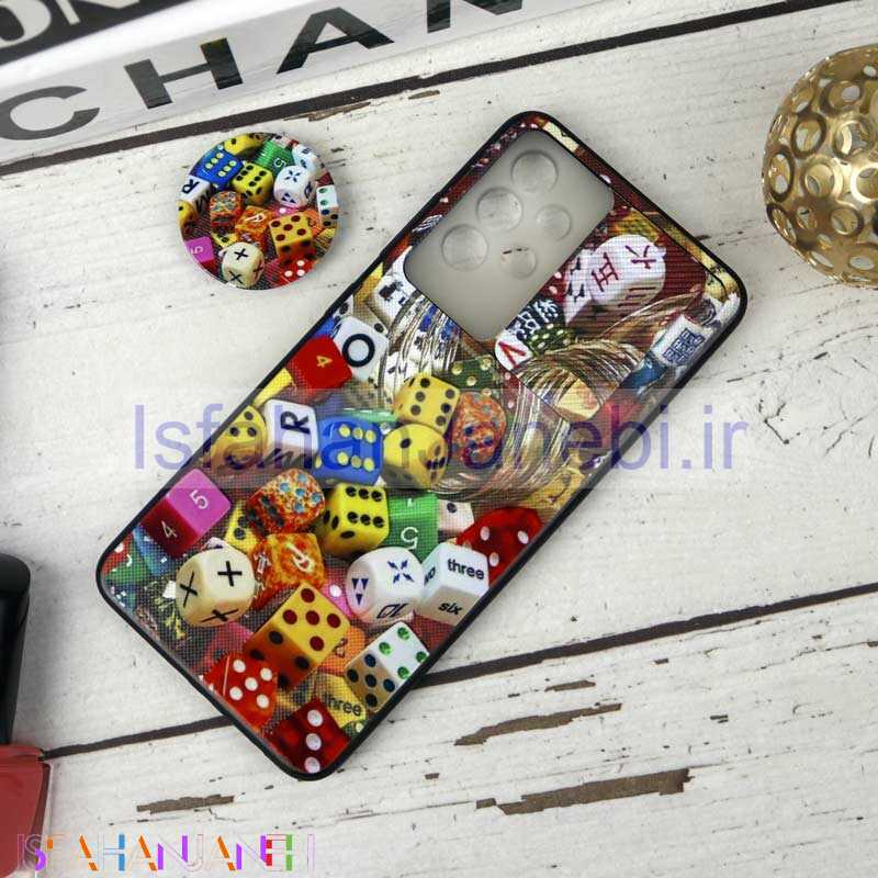 اصفهان جانبی-قاب طرحدار محافظ لنزدار کشویی + پاپ سوکت طرح تاس سامسونگ A32 4G سری B