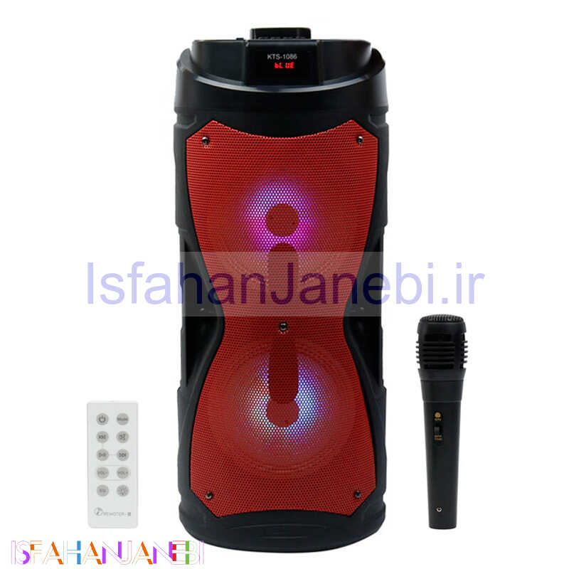 اصفهان جانبی-اسپیکر چمدانی بلوتوثی رم و فلش خور KTS-1086 + میکروفون و ریموت کنترل