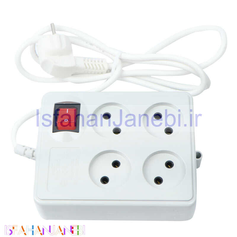 اصفهان جانبی-چند راهی 4 خانه بدون ارت پارت الکتریک PE328 با کابل 1٫8 متری