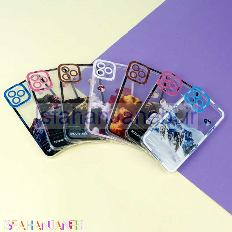 اصفهان جانبی-قاب ژله ای شفاف طرح کوهستان محافظ لنزدار iPhone 12 Pro