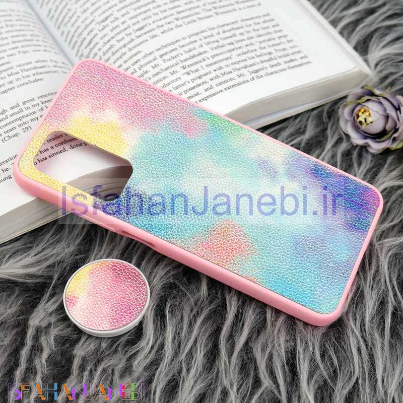 اصفهان جانبی-قاب چرمی هولوگرامی پاپ سوکت دار Xiaomi Mi 10T صورتی