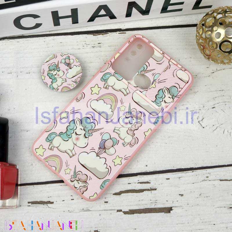 اصفهان جانبی-قاب طرحدار محافظ لنزدار کشویی + پاپ سوکت طرح یونیکورن سامسونگ A10s سری B