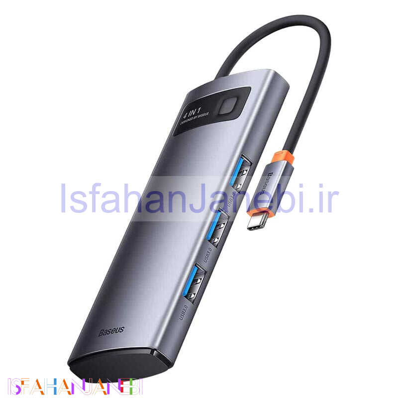 اصفهان جانبی-هاب 4 پورت Type-C باسئوس Starojy Metal Gleam Series WKWG070013