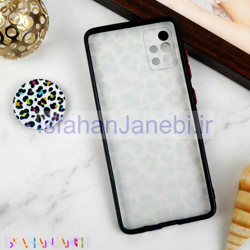 اصفهان جانبی-قاب PC محافظ لنز دار طرح پلنگی + پاپ سوکت Samsung Galaxy A51