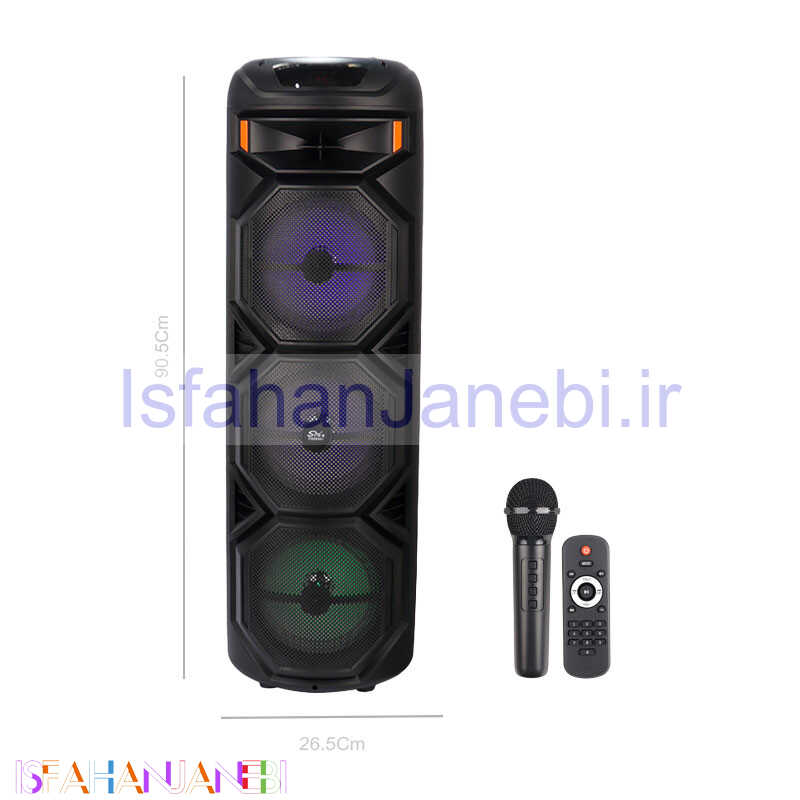 اصفهان جانبی-اسپیکر چمدانی بلوتوثی رم و فلش خور Sing-E ZQS8301 + میکروفون و ریموت کنترل