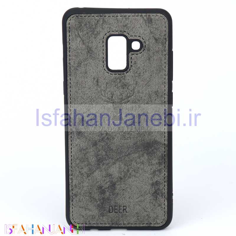 اصفهان جانبی-قاب چرمی طرح گوزن Samsung A8 Plus خاکستری