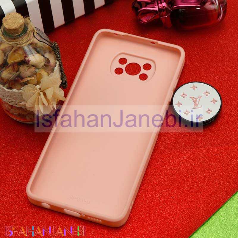 اصفهان جانبی-قاب محافظ لنزدار آینه ای + پاپ سوکت طرح LV صورتی Xiaomi Poco X3