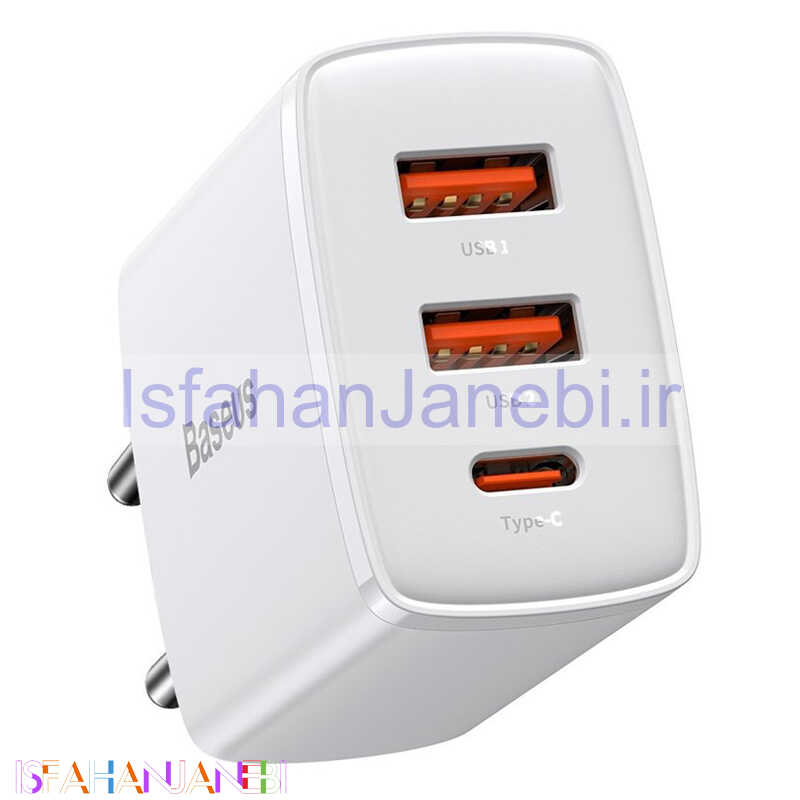 اصفهان جانبی-کلگی فست شارژ Baseus Compact CCXJ-E0 3Port 3A QC3.0 PD 30W