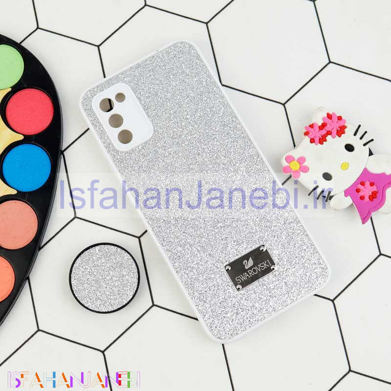 اصفهان جانبی-قاب شاینی Swarovski محافظ لنزدار + پاپ سوکت Samsung Galaxy A03s