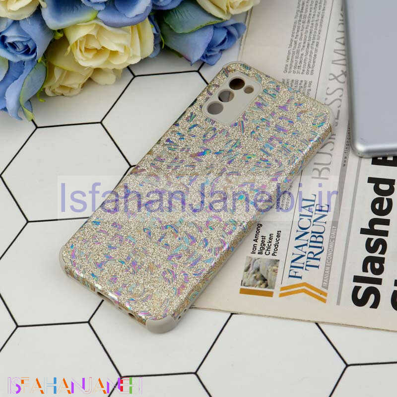 اصفهان جانبی-قاب شاینی سواروسکی محافظ لنزدار طرح لاتین Samsung Galaxy A02s