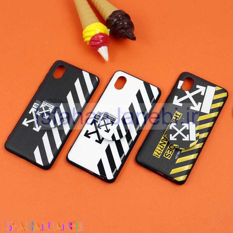 اصفهان جانبی-قاب فانتزی برجسته + پاپ سوکت طرح Off White سامسونگ A01 Core سری D