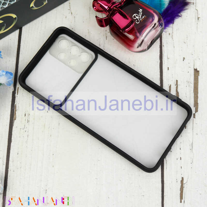 اصفهان جانبی-قاب طرحدار محافظ لنزدار کشویی + پاپ سوکت طرح سنگی مشکی سامسونگ A32 4G سری C