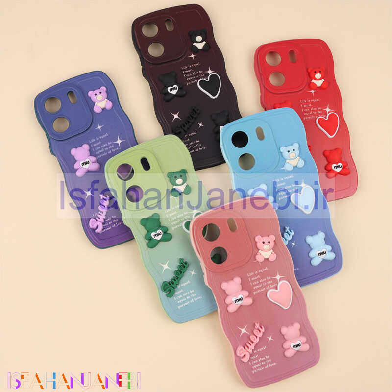 اصفهان جانبی-قاب کرومی رنگی مات عروسک برجسته محافظ لنزدار Xiaomi Redmi 13C / Poco C65