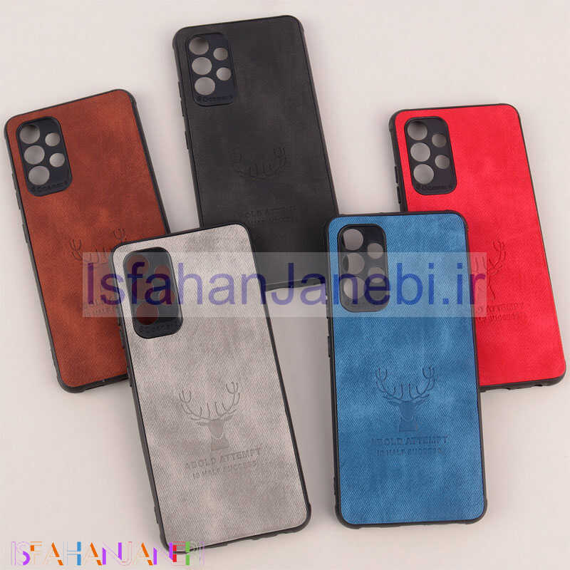 اصفهان جانبی-قاب چرمی محافظ لنزدار طرح گوزن Samsung Galaxy A32 4G