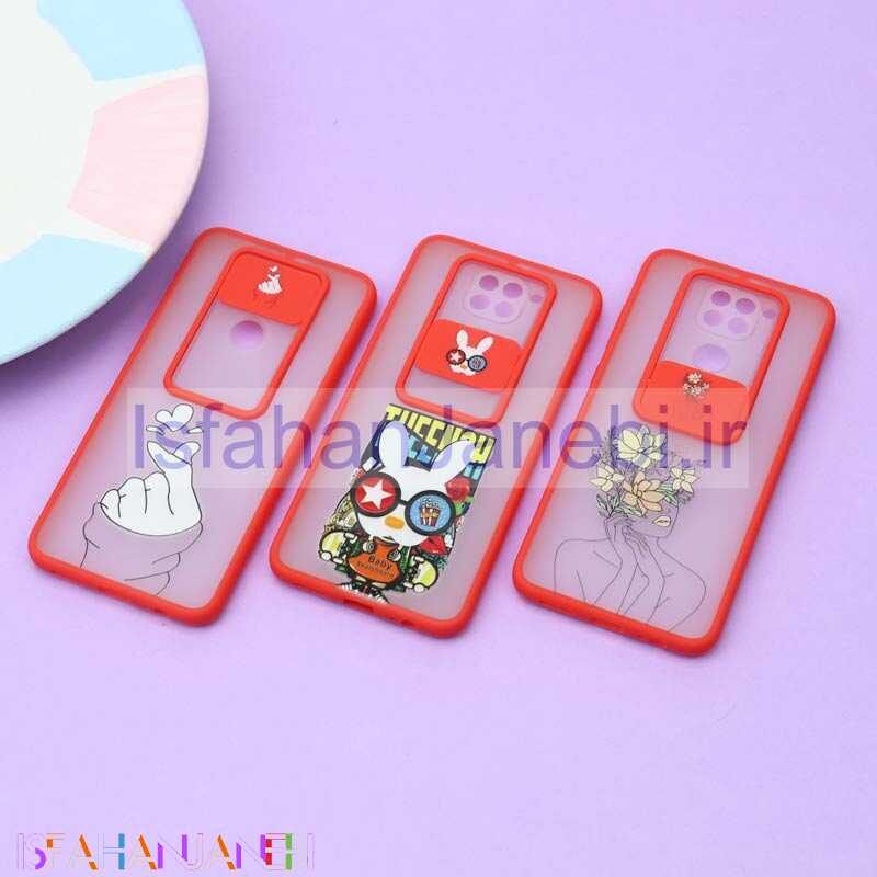 اصفهان جانبی-قاب محافظ لنز دار کشویی طرحدار قرمز Xiaomi Redmi Note 9